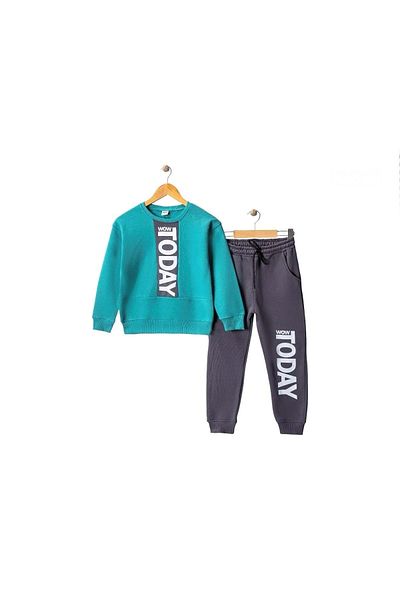s.t. sebat tekstil Winter 3 Thread Printed Tracksuit Set with Fleece Inside