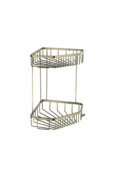 EYMEN YAPI Tema Diamond 2 Tier Corner Bathroom Shelf Shampoo Holder Antique S...