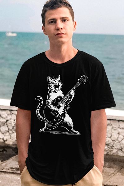 ROCKANDROLL Ανδρικό κοντομάνικο μπλουζάκι Sarman Rock μαύρο