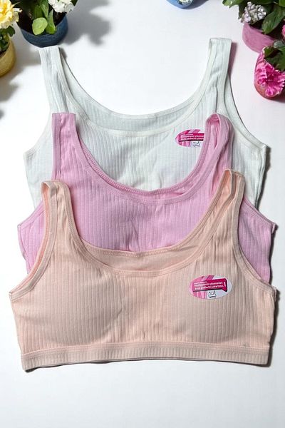 Dondeza 6 Pack Girls Thick Strap Ribbed Camisole Padded Half Undershirt Bustier - Pastel Colors
