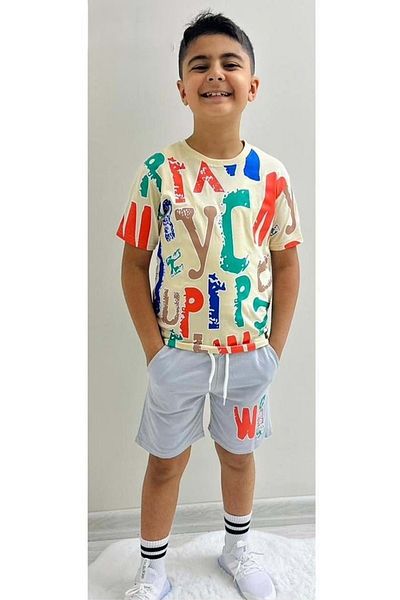 s.t. sebat tekstil Boy's Summer Combed Cotton Shorts Suit Sb710
