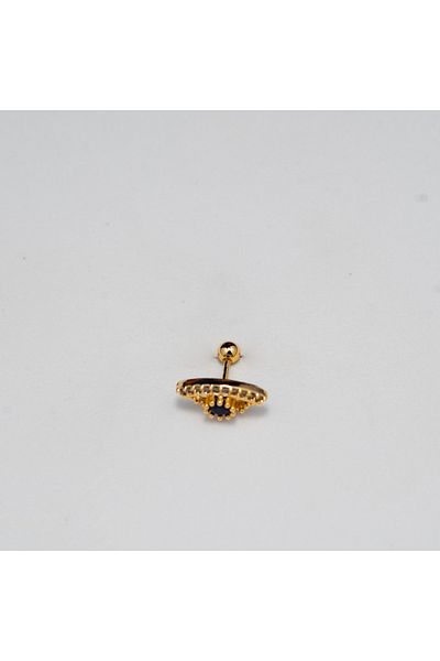 Piercing by Sever Eye Doll Navy Blue Evil Eye Steel Piercing… with Gold Color and Transparent Stone (Targus Helix Conch Flat)