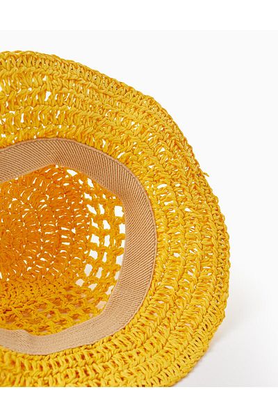 Ziddy Straw Hat for Girls, Yellow