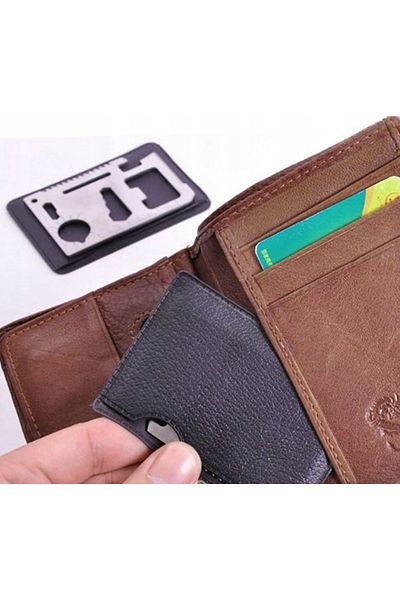 zola Card de supravietuire, multifunctional, metalic, cu husa pentru depozitare, neagra