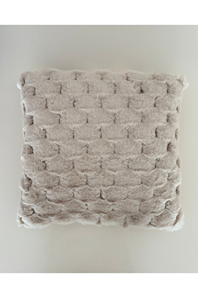 Premium,Lüks Dokulu Peluş Kırlent,Dekoratif Yastık,Ekru 1 adet ,45x45 cm