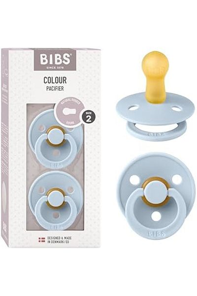 Bibs Colour Soother Size 2-, Bpa Free Dummy Pacifier, Symmetrical Natural Rubber , Made In Denma 2 Pack