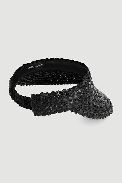 Gusto Black Straw Visor Hat