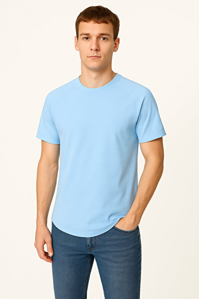 GHASSY CO. Ghassy Co. Men's Raglan Oval Cut 100% Cotton Soft Textured Crew Neck T-Shirt