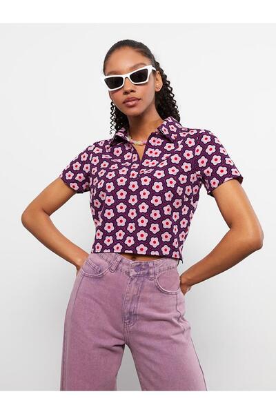 LC Waikiki Γυναικεία κοντομάνικη μπλούζα με μοτίβο πόλο γιακά (S2)