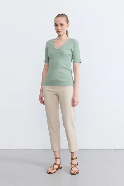 Gusto Tricou camisole din bumbac cu decolteu în V - verde