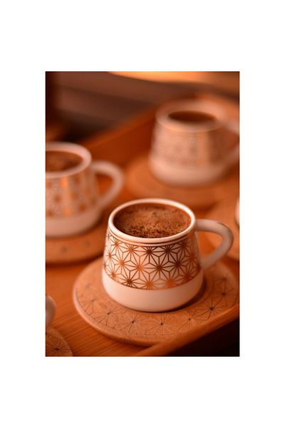 Bambum Nakkaş Coffee Set for 6 People with Pattern Base