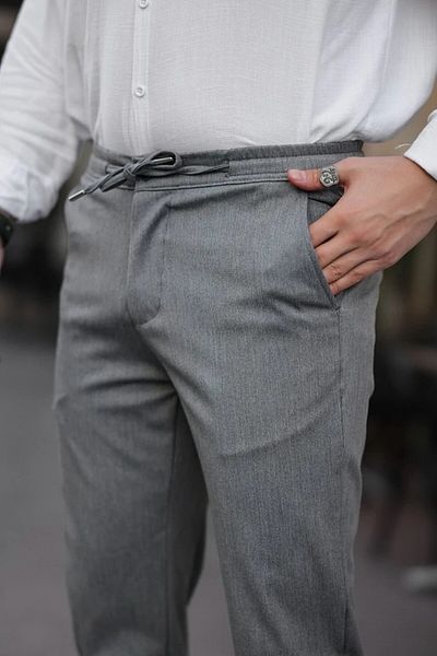 Gussi Men's Smoked Color Regular Fit Elastic Waist Laced Quality Comfortable Lycra Jogger Pants