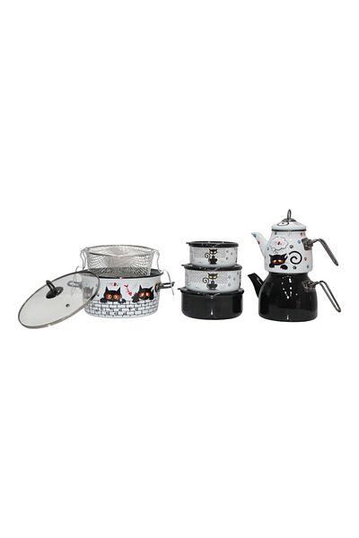 PR HOME Cat Dowry Set Teapot - Frying Pot - Storage Container