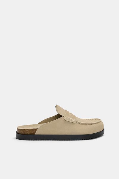 Pull & Bear Leather clogs with penny strap