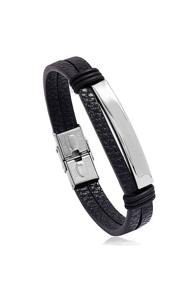 SIC MODA Men's stainless steel and eco-leather bracelet 4354