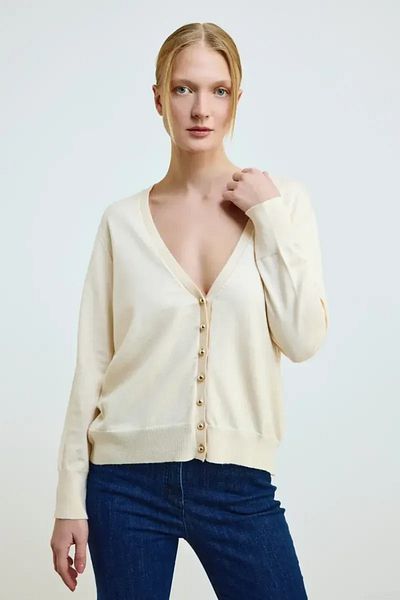 Gusto Basic Knitwear Cardigan - Ecru