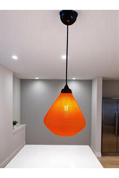 DREAM MODE Amberis Linen Woven Look Modern Pendant Lamp Chandelier (Rustic Bulb with Gift)