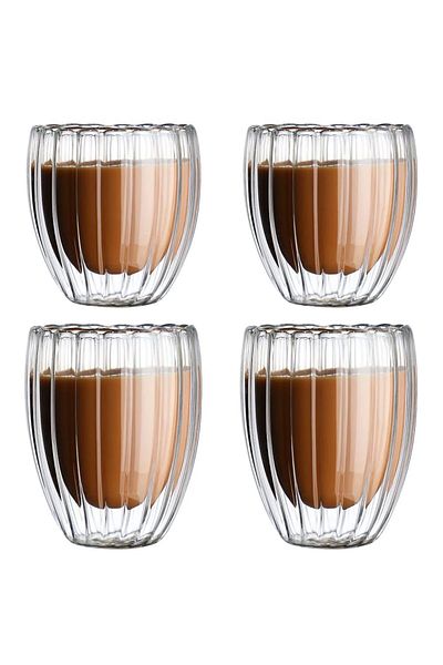 Quasar & Co. Set of 4 double-walled glasses, Quasar & Co.®, heat-resistant, 2x210 ml/2x270 ml, borosilicate glass