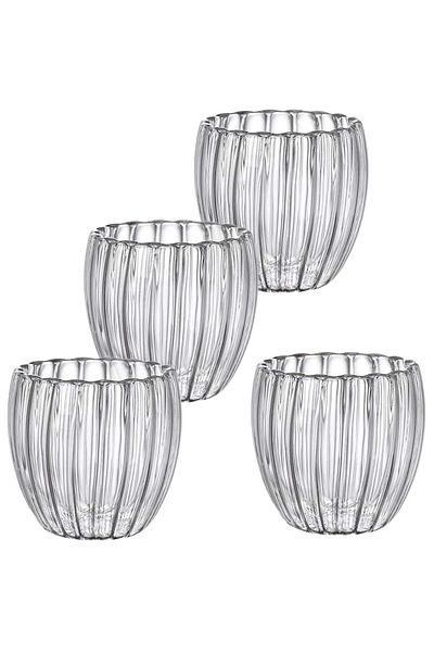 Quasar & Co. Set of 4 double-walled glasses Quasar&Co.®, heat-resistant, stripe model, 4x210 ml, borosilicate glass