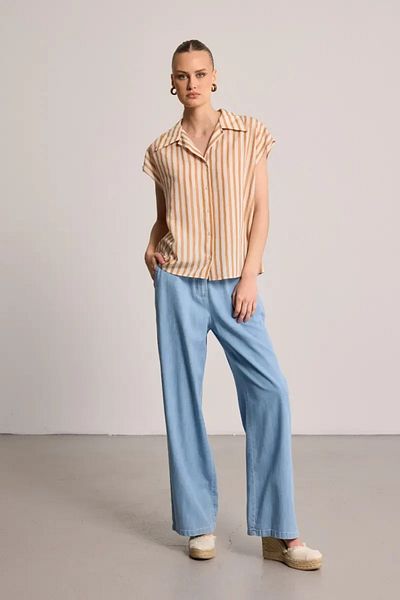Gusto Striped Glitter Shirt - Ecru