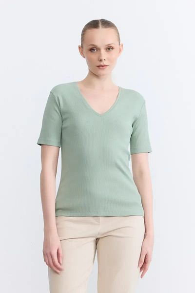Gusto Tricou camisole din bumbac cu decolteu în V - verde