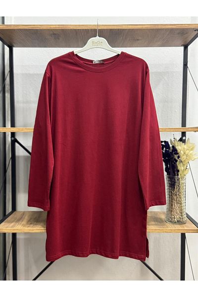 ÖZNE BUTİK Women's 100% Cotton Crew Neck Basic Combed Cotton Tunic