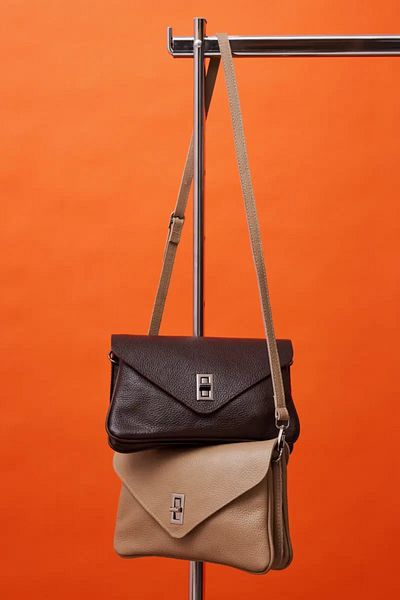 Gusto Brown Mini Leather Bag with Lock Buckle and Long Strap