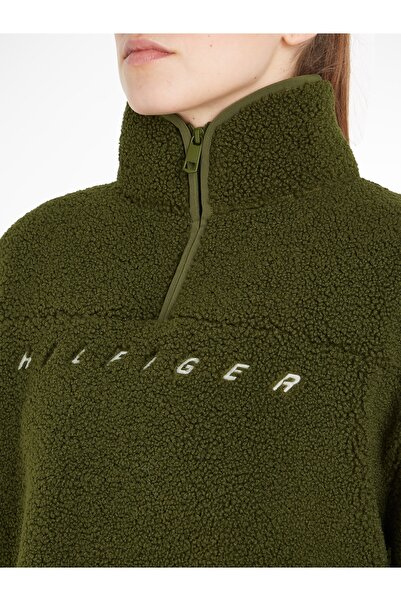 Tommy Hilfiger Womens Green Half Zip Hoodie