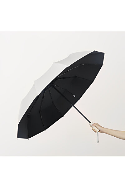 Herum Umbrella with telescopic handle, cover, automatic opening and closing system, Beige, 32 cm folded