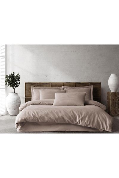 Class Home Collection Set de lenjerie de pat Class Home Collection 100% bumbac satinat 210 filamente, 6 buc., husă pilotă 200x220 cm, Modest Camel