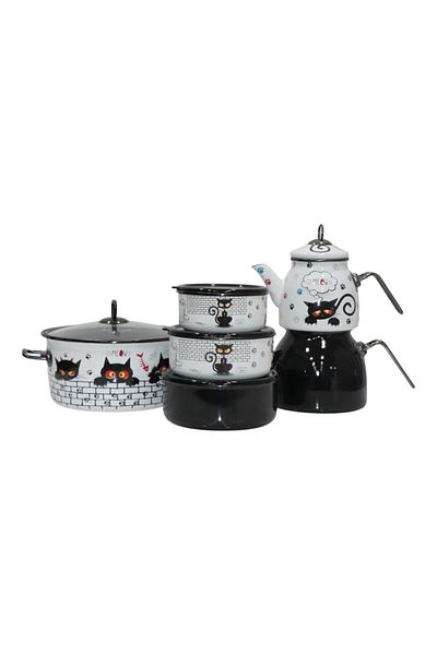 PR HOME Cat Dowry Set Teapot - Frying Pot - Storage Container