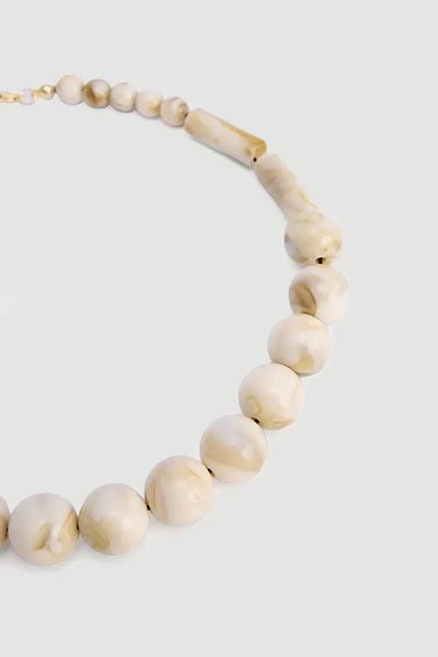 Gusto Large Ball Beaded Necklace - Ecru
