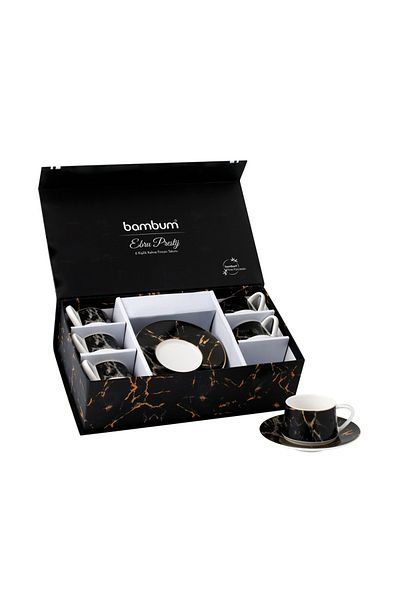 Bambum Ebru Prestij-Coffee Cup Set for 6 People