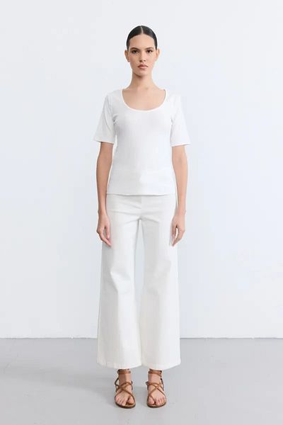 Gusto Short Sleeve Cotton T-Shirt - Ecru