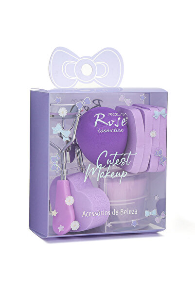 Roesıa Rose Cosmetics Rose Lüks 8'li Fırça, Sünger, Kirpik Kıvırıcı Seti
