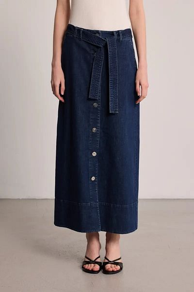 Gusto Fusta lungă din denim cu centură - albastru