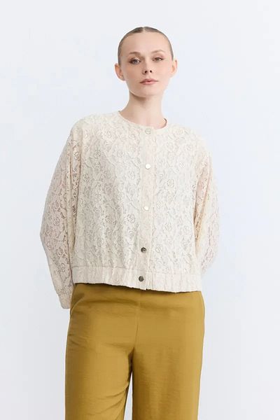 Gusto Lace Bomber - Ecru