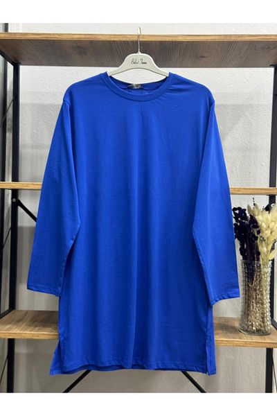 ÖZNE BUTİK Women's 100% Cotton Crew Neck Basic Combed Cotton Tunic