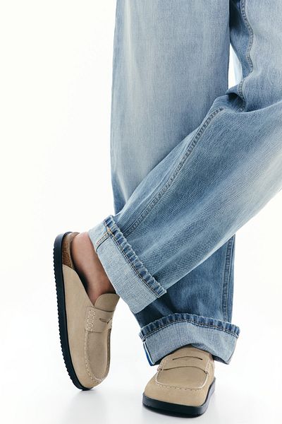 Pull & Bear Leather clogs with penny strap