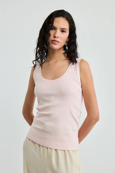 Gusto Round Neck Cotton Camisole Undershirt - Powder