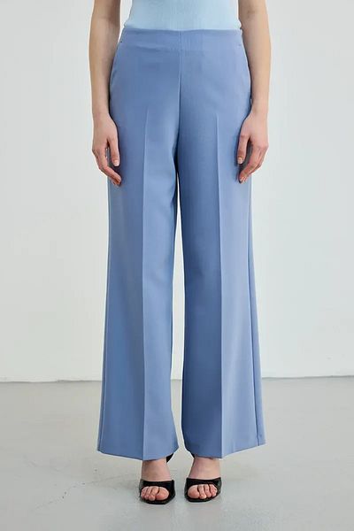 Gusto Pantaloni albaștri cu picioare largi - Fermoar lateral