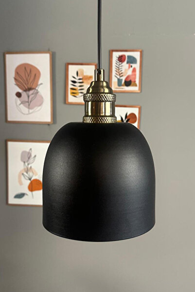 Bamyum Deep Siyah Lale Başlık Tekli Avize Sarkıt Salon Mutfak Butik Lamba Ayd...