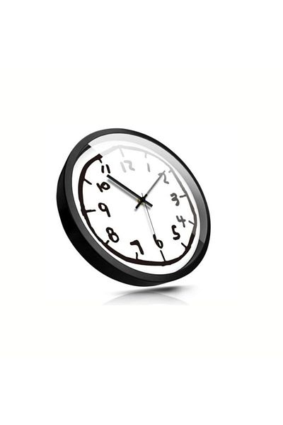 OEM Wall clock, Mindblower, Child's drawing design, 30 cm, black and white