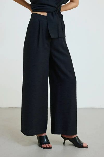 Gusto High Waist Wide Leg Trousers - Black