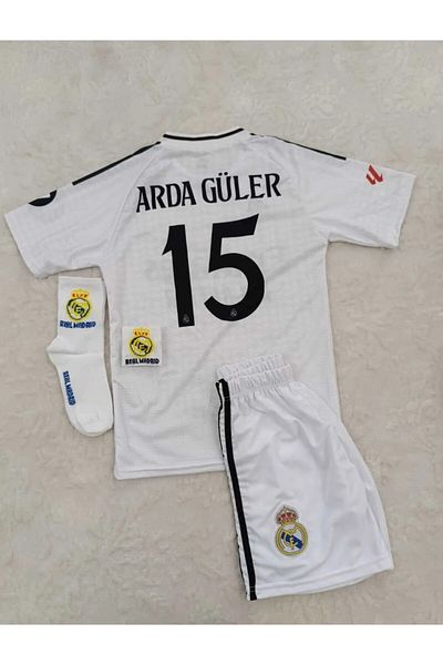 BARBITOS 2024/25 Season Realmadrid Home Arda Laughs Children's Jersey Set of 4 Socks-Bracelet Gift Asf