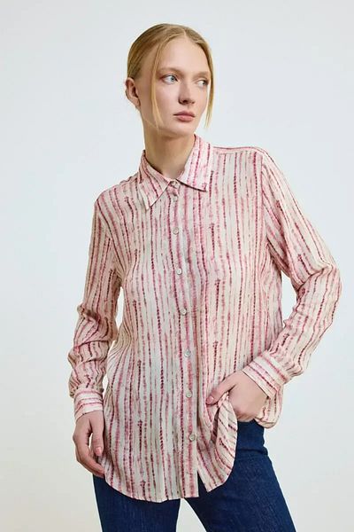 Gusto Pink Soft Touch Linser - Cămașă cu model dungi