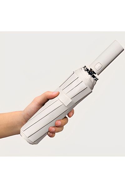 Herum Umbrella with telescopic handle, cover, automatic opening and closing system, Beige, 32 cm folded