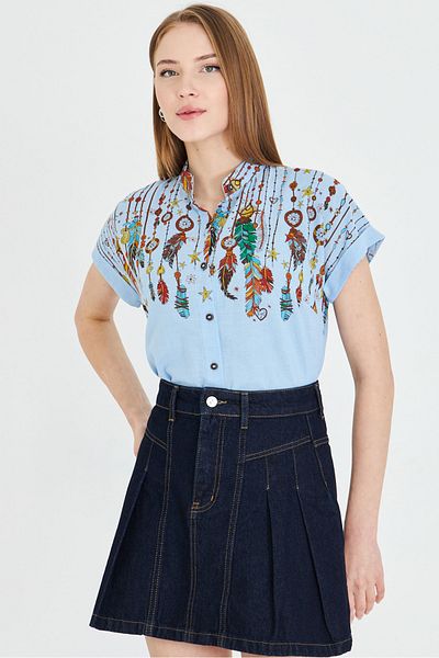 armonika Cămașă cu mânecă scurtă pentru femei Baby Blue Judge ARM-25Y 001040