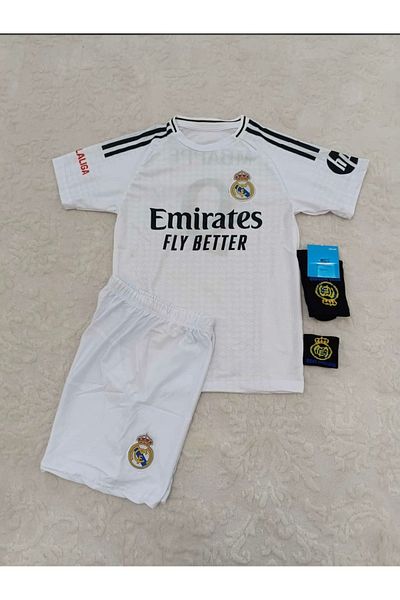 BARBITOS Realmadird Mbappe New Season Home Court Children's Jersey Set of 4 Socks-Bracelet Gift Asf