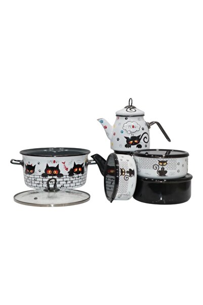 PR HOME Cat Dowry Set Teapot - Frying Pot - Storage Container